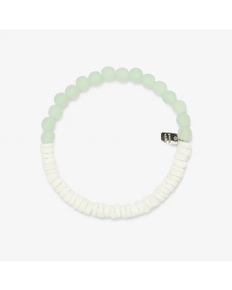 Pura Vida zapestnica Puka Shell & Frosted Bead Stretch